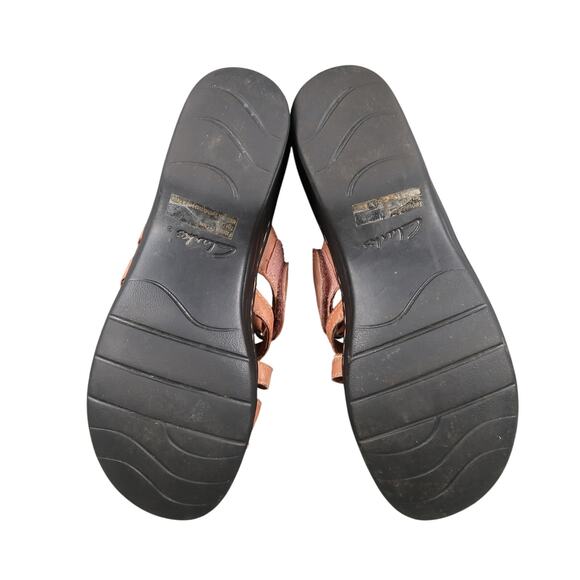 Clarks Shoes Womens 10 Sandals Bendables Leather Adjustable Straps Wedge Comfort - Picture 9 of 11